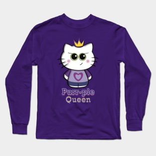 Purr-ple - Cute Queen Cat Long Sleeve T-Shirt